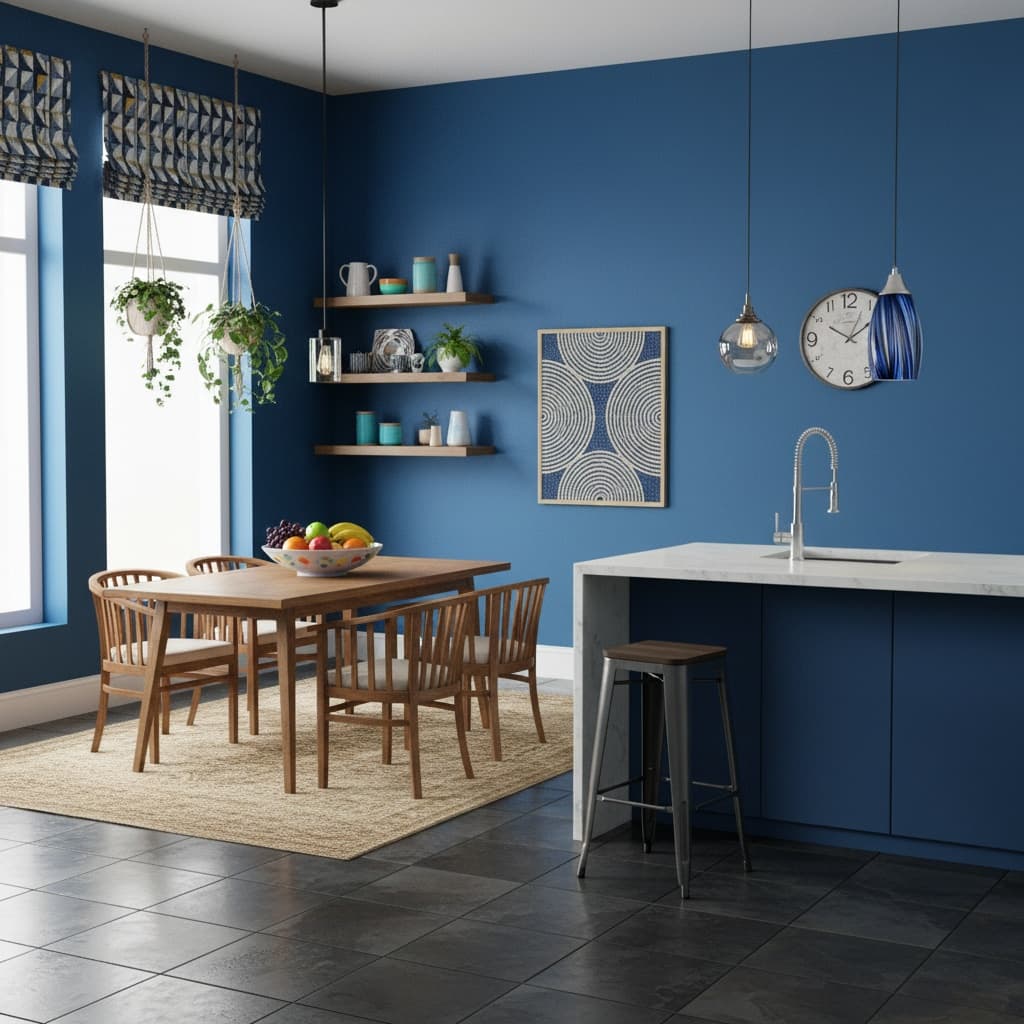 Designing a Rustic Kitchen with a Bold Color Scheme for an Eye-Catching Home Interior