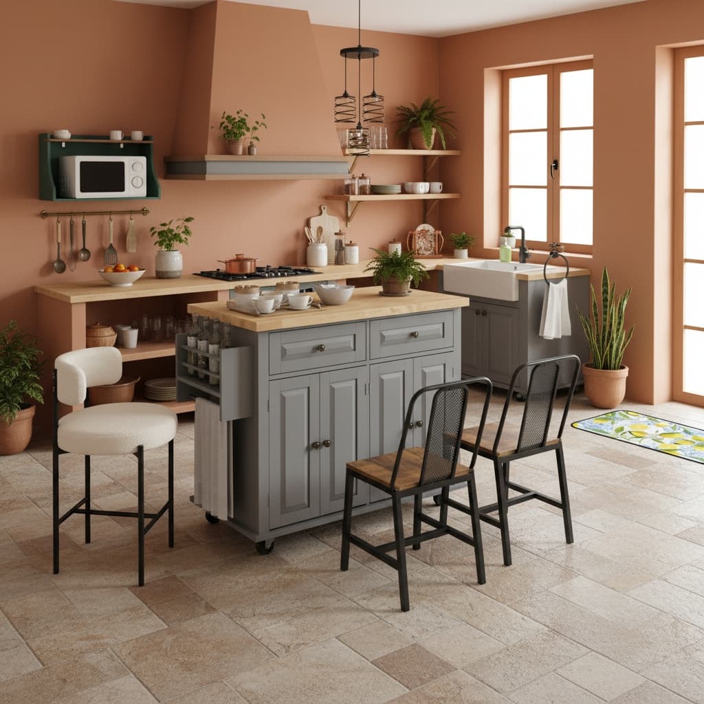Design a Minimalist Kitchen with an Earth-Tone Color Scheme for a Serene Ambience