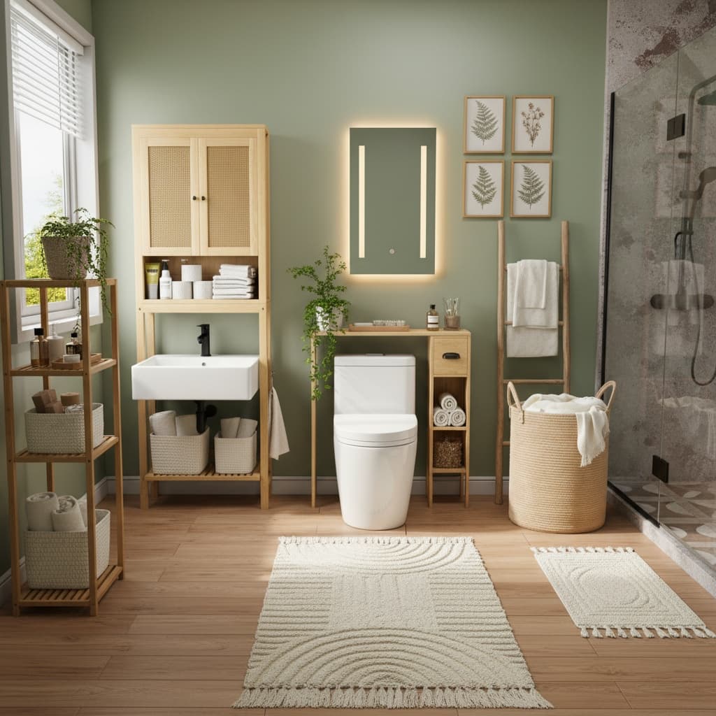 Create a Futuristic Bathroom Design with Earth Tones for a Modern Oasis