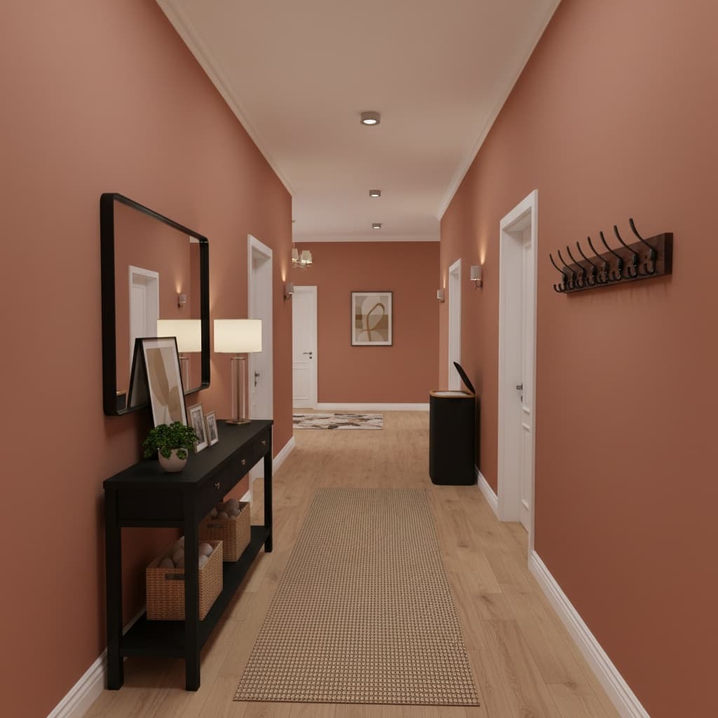 Designing a Minimalist Hallway with an Earth Tones Color Scheme: Practical Tips and Ideas