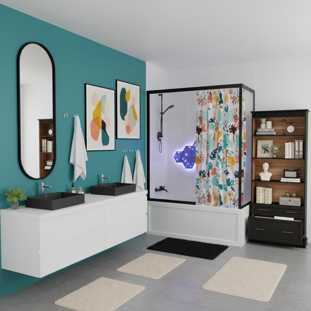 Transform Your Bathroom with Industrial Style and a Bold Color Scheme