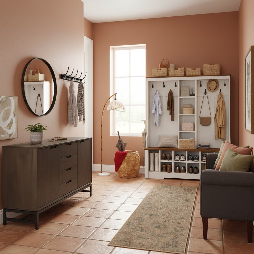 Scandinavian Entryway Mudroom with Earth Tones: Design Tips for a Cozy Welcome