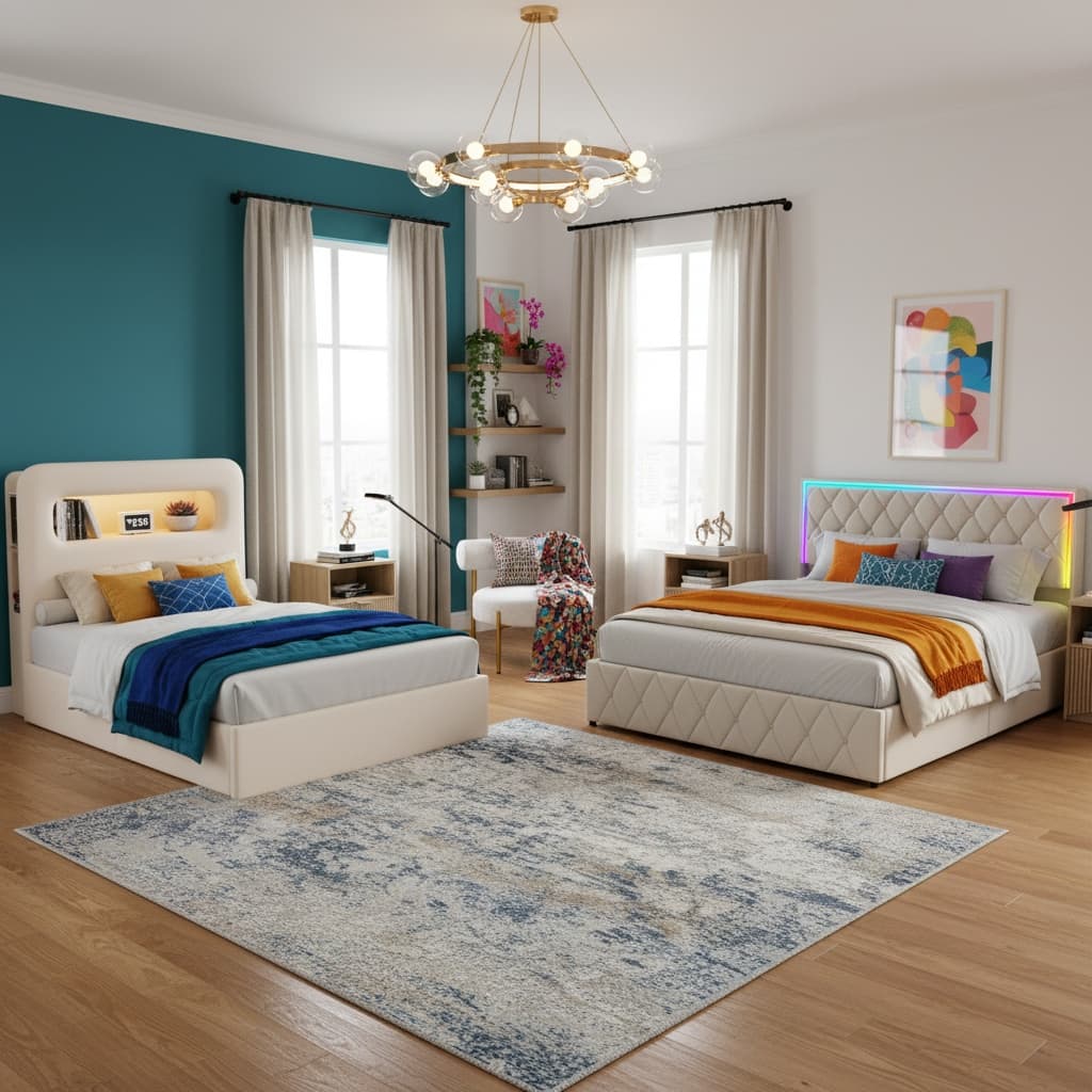 Design an Industrial Bedroom with a Bold Color Scheme