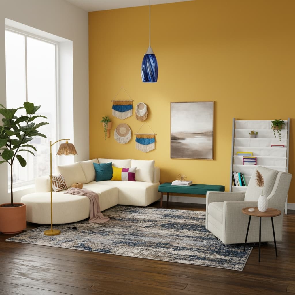 Design a Classic Studio with Bold Color Schemes for a Cozy Small Space