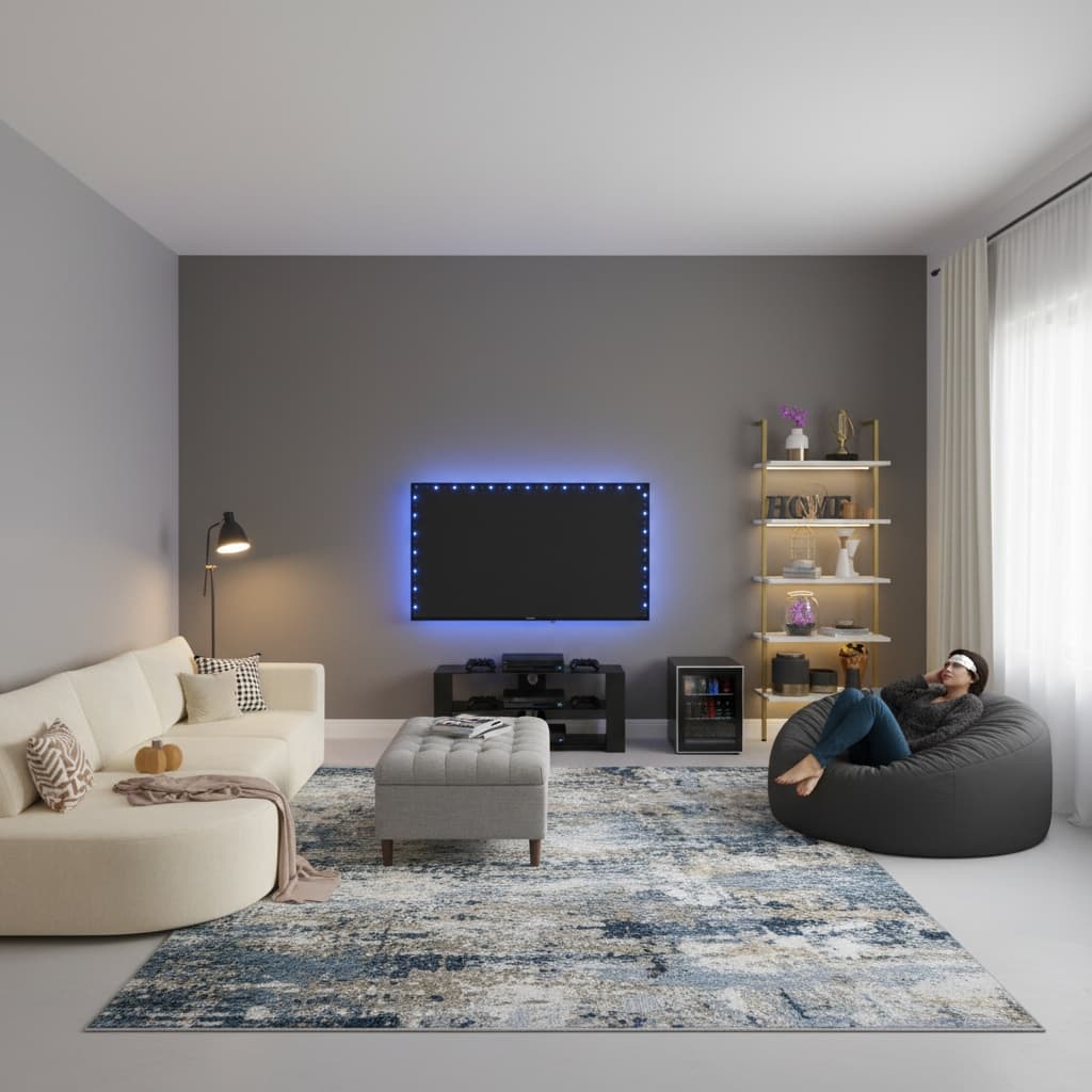 Designing a Bohemian Media/Game Room with a Monochrome Color Scheme