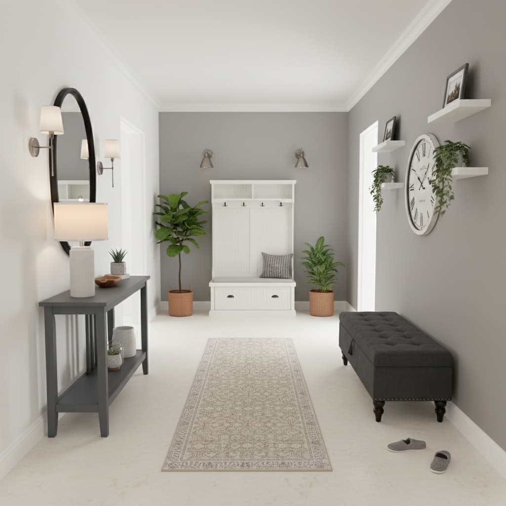 Transform Your Hallway with Vintage Style Using a Neutral Color Scheme