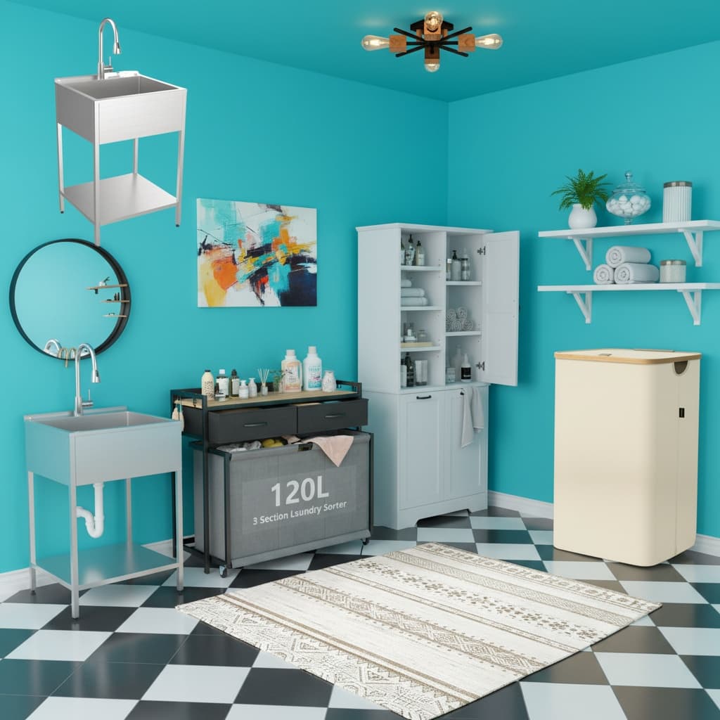 Design a Stunning Minimalist Laundry Room with Bold Vibant Colors