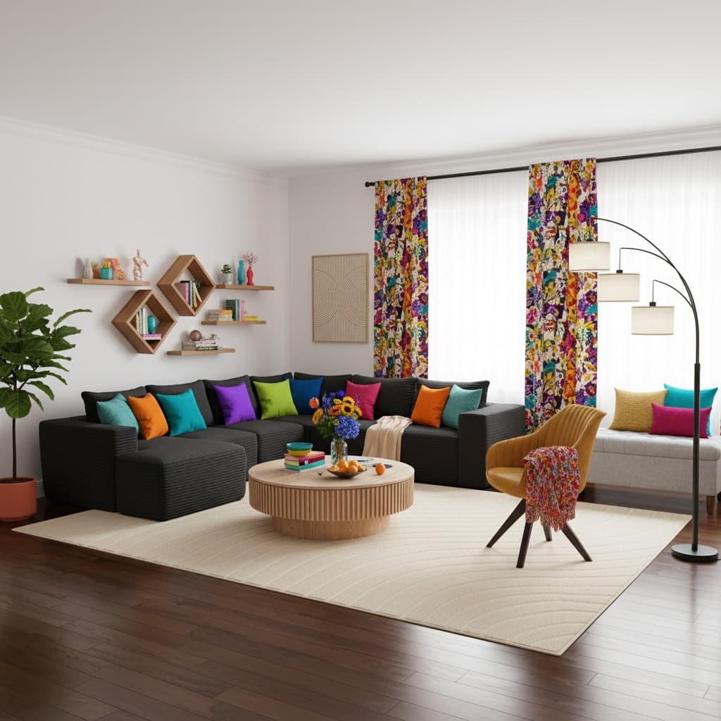 Designing an Eco-Friendly Living Room with a Bold Color Scheme