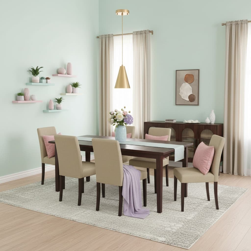 Scandinavian Dining Room Design with Soft Pastel Colors on Every Budget