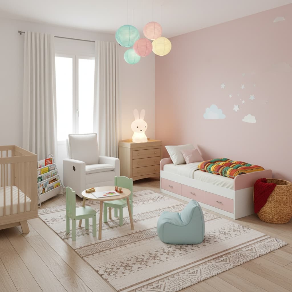 Design a Minimalist Kids' Room with a Soft Pastel Color Palette