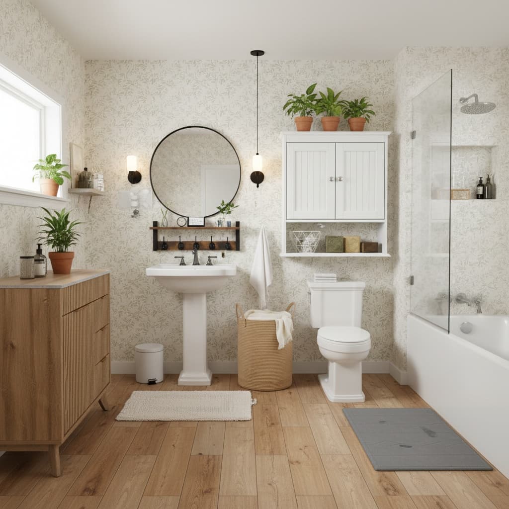 Design an Industrial Bathroom with Earth Tones for a Modern, Natural Look