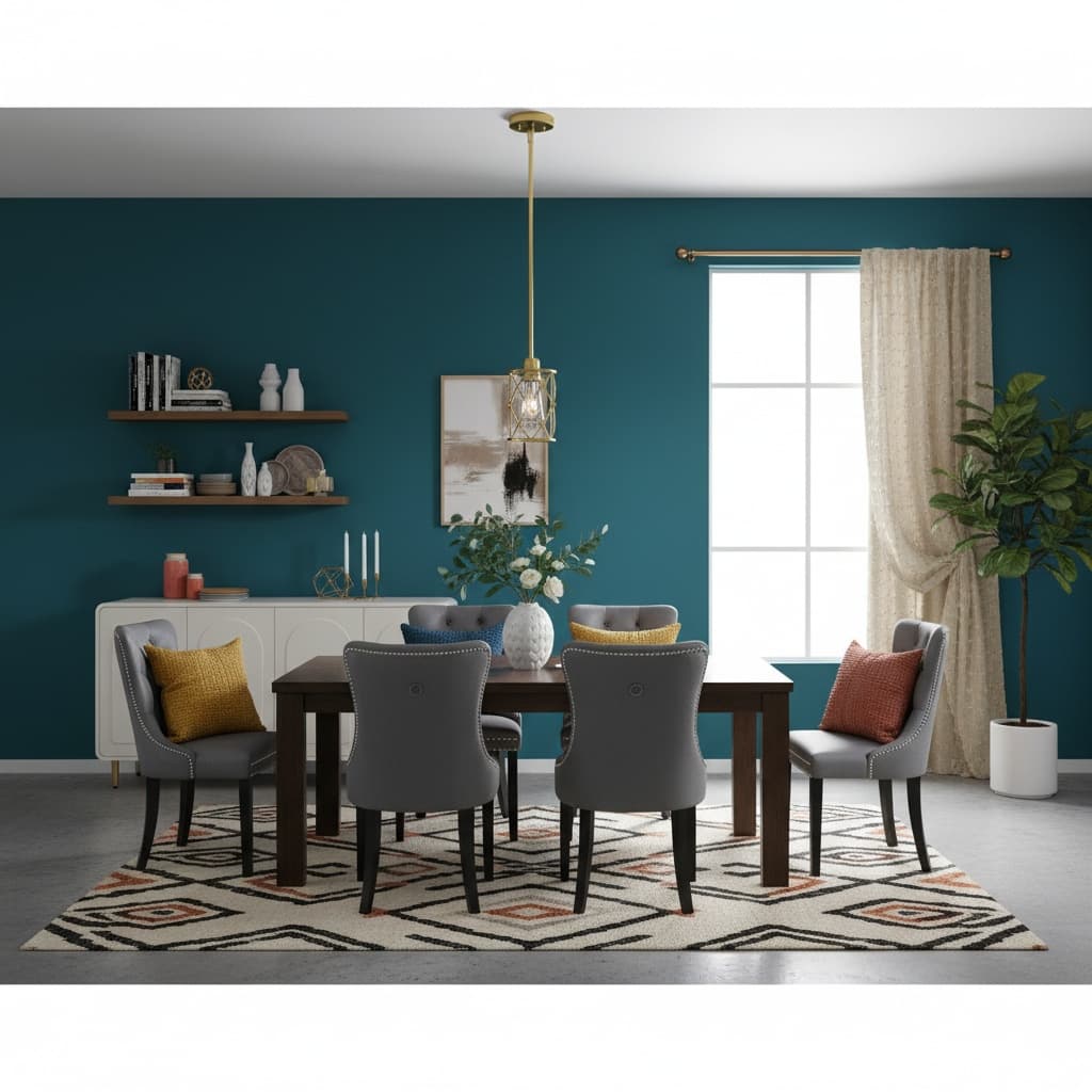 Eco-Friendly Dining Room Design with a Bold Color Palette