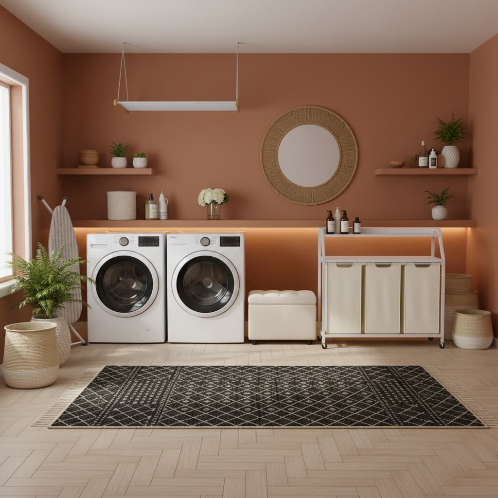 Eco-Friendly Laundry Room Design with Earth Tones