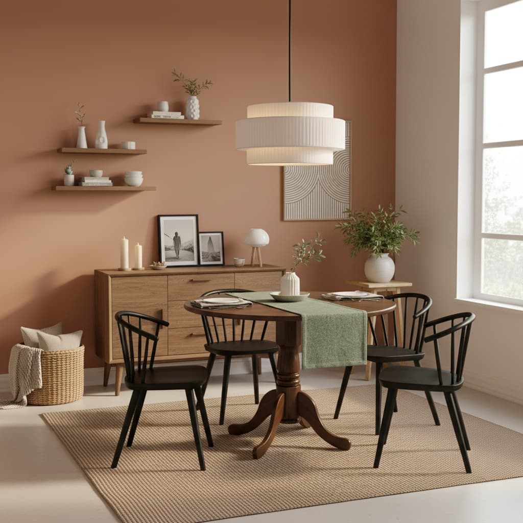 Design a Cozy Scandinavian Dining Room with Earth Tones