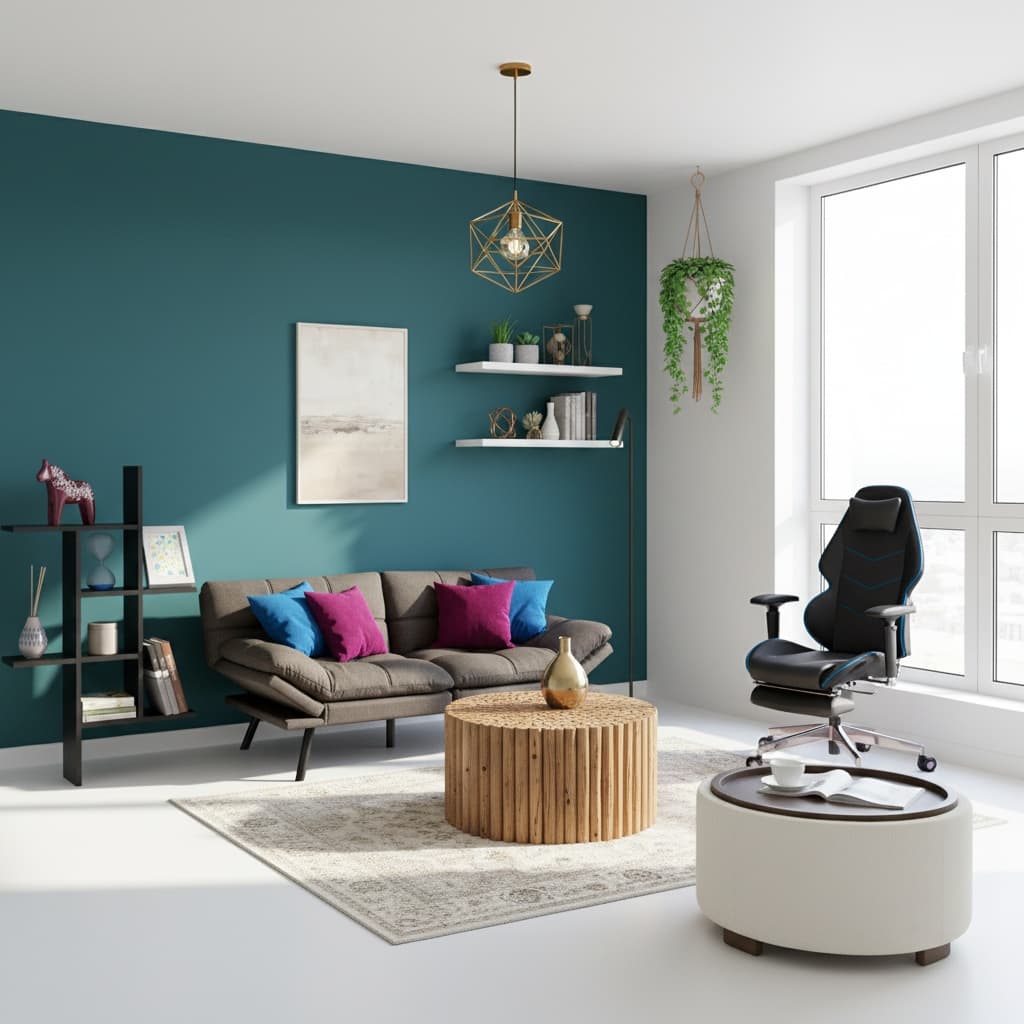 Designing a Japanese Studio with a Bold Color Scheme: Vibrant Home Interior Ideas