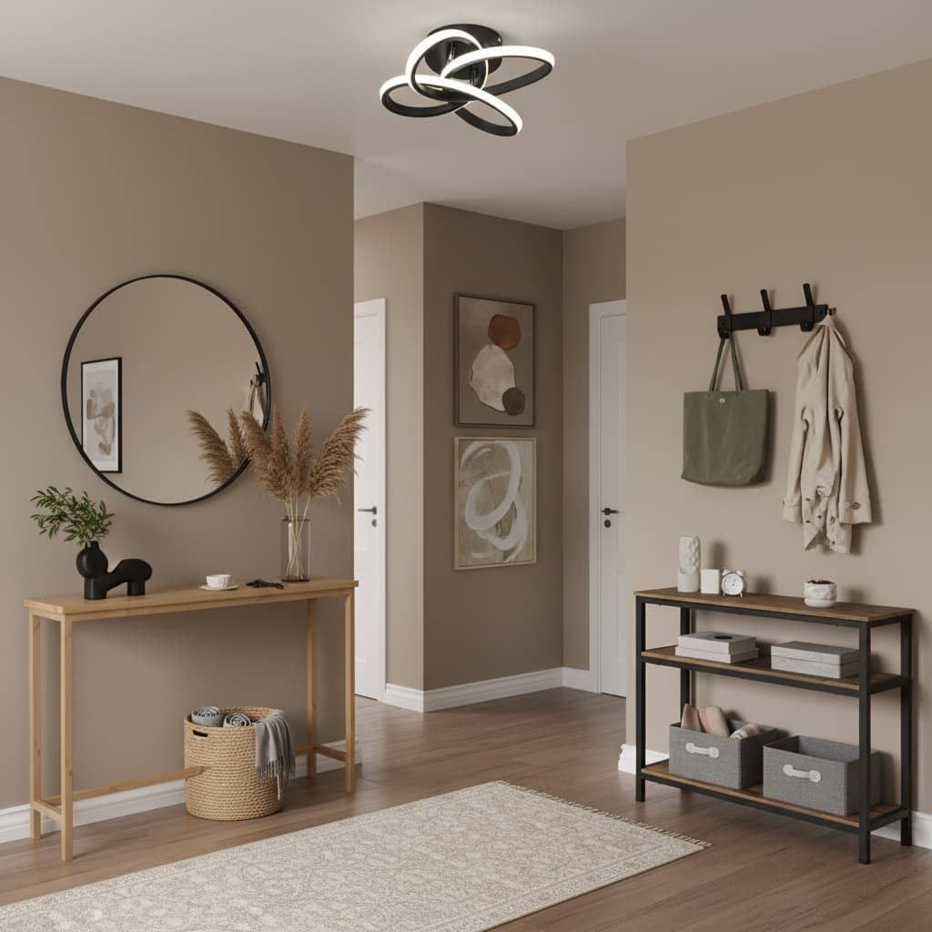 Transform Your Hallway with a Tropical Design and Earth Tones Color Scheme