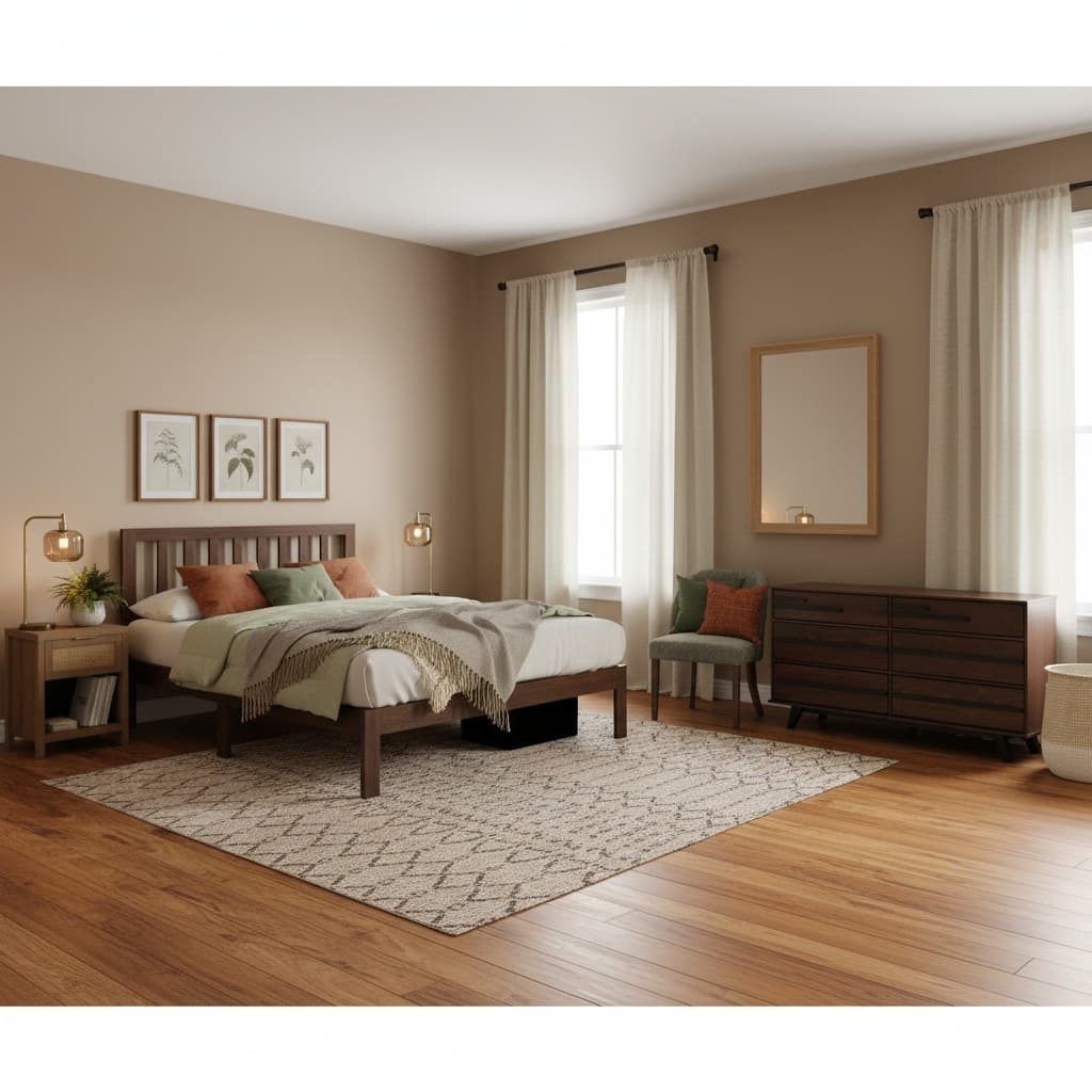 Design an Industrial Bedroom with Earth Tones: Cozy and Contemporary Home Interior Design