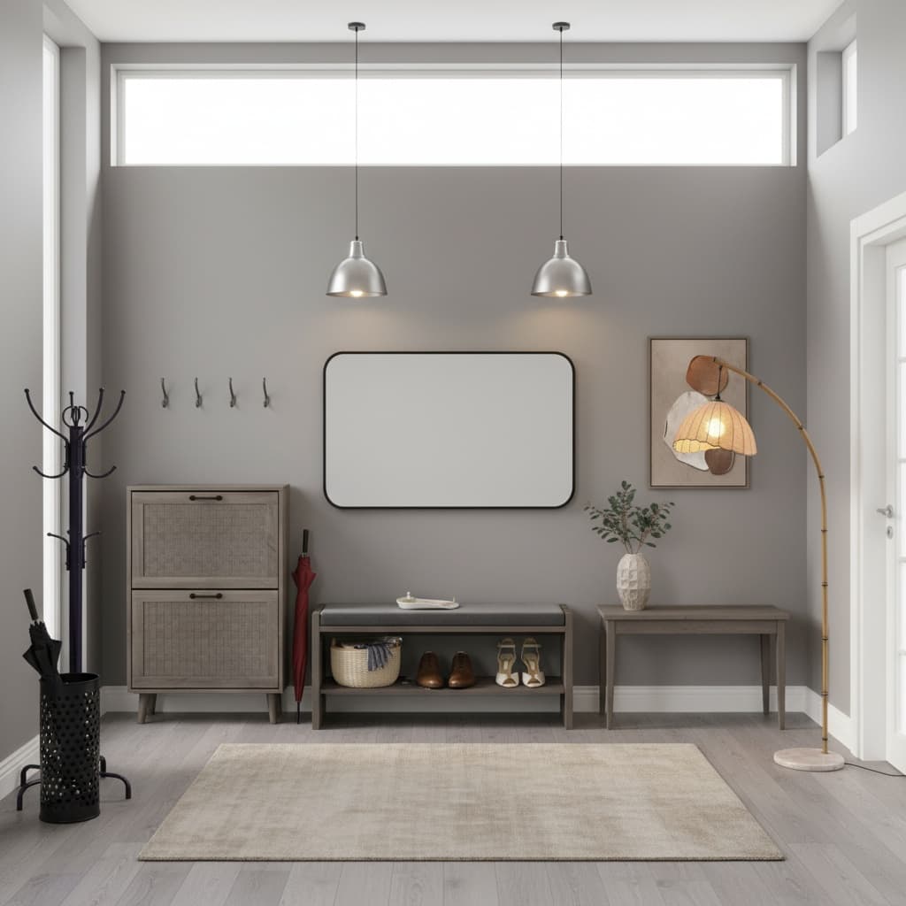 Design a Bohemian Entryway Mudroom with a Monochrome Color Scheme