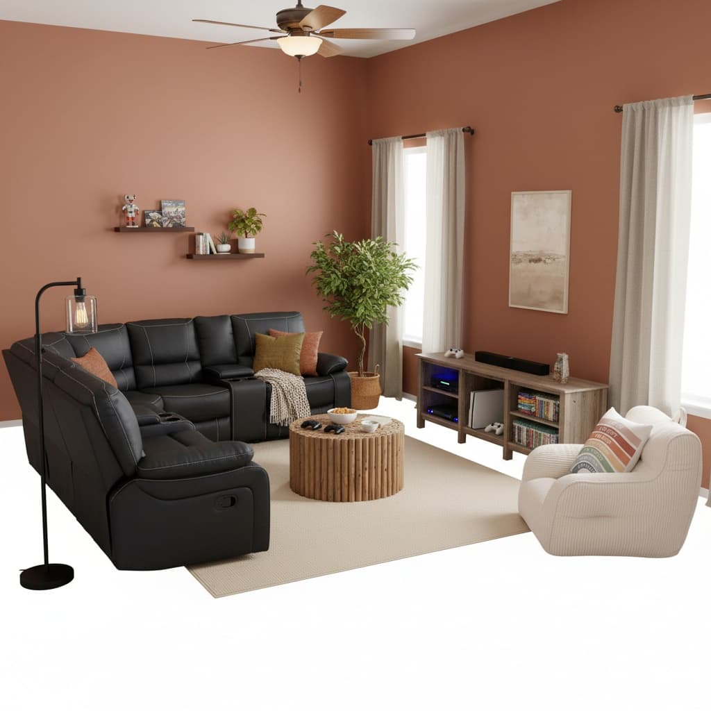 Create a Scandinavian Media/Game Room with Earth Tones