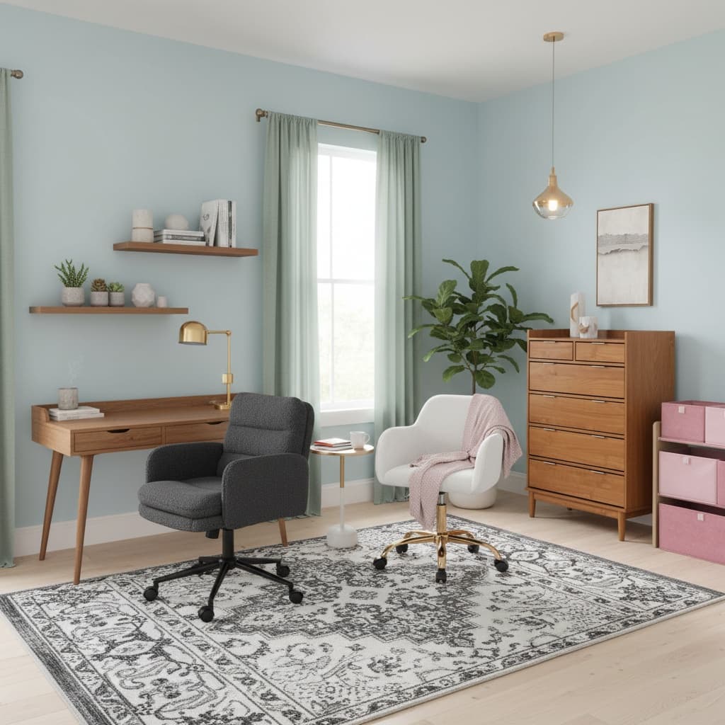 Transform Your Home Office: Modern Design with Soft Pastel Colors
