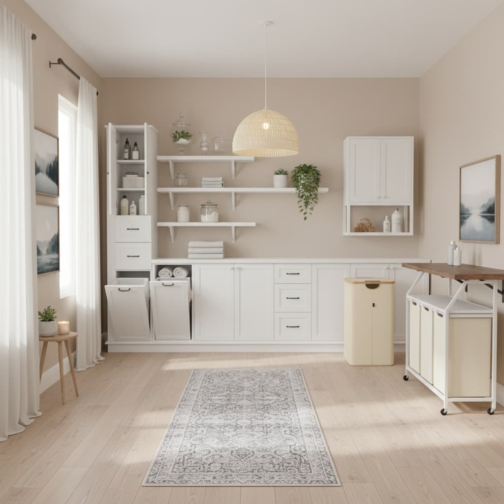 Transform Your Laundry Room: Modern Style with a Neutral Color Scheme