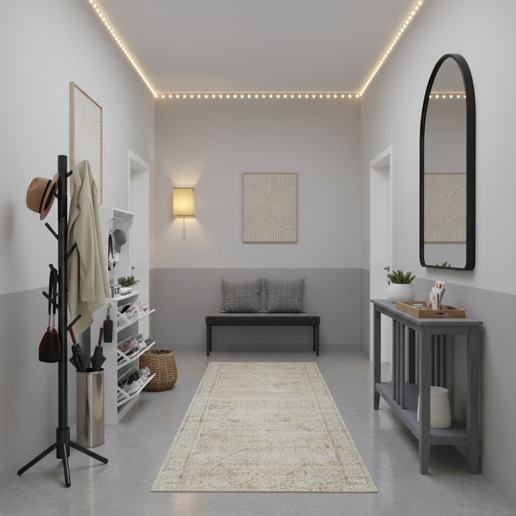 Design a Scandinavian Hallway with Monochrome Elegance