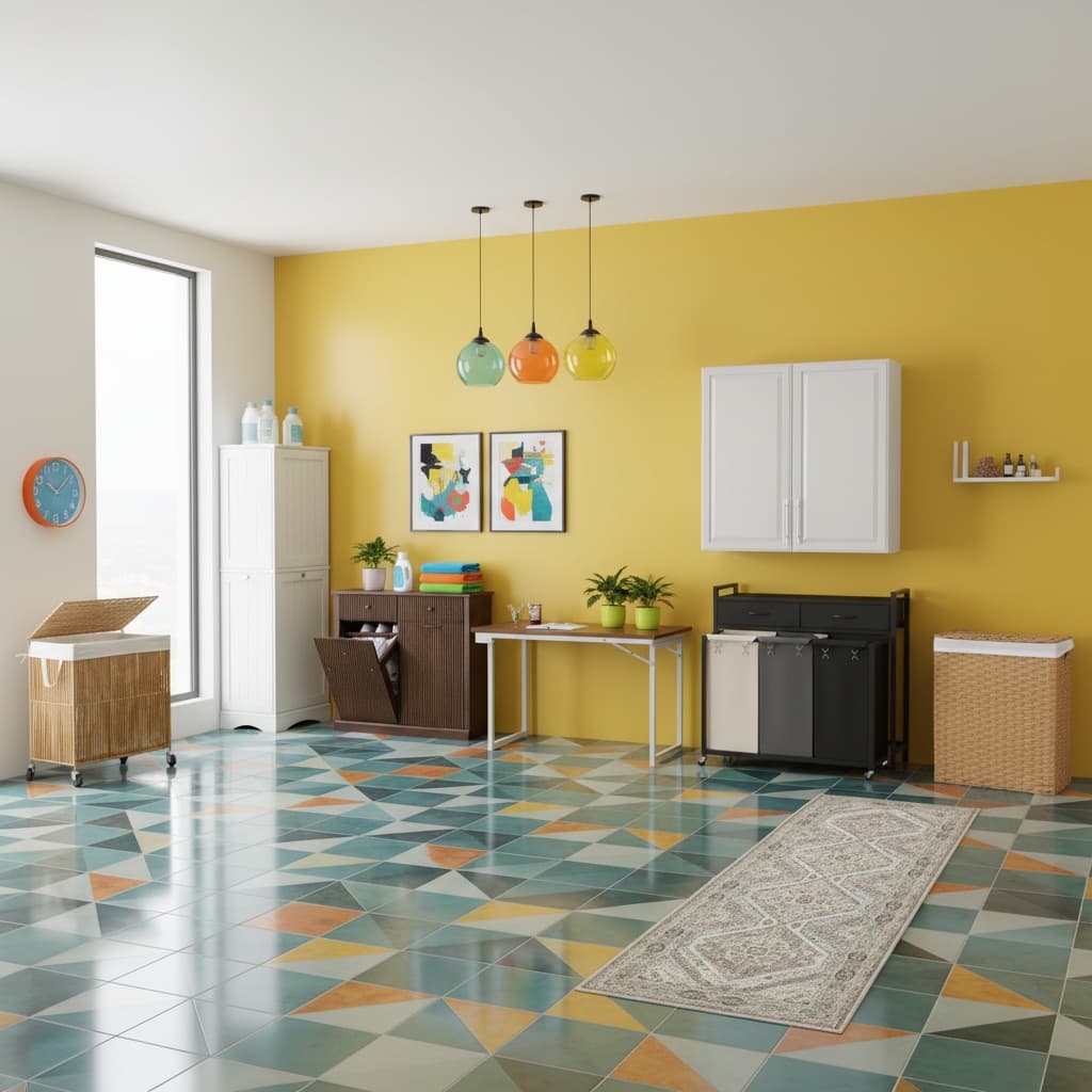 Design an Eco-Friendly Laundry Room with a Bold Color Scheme