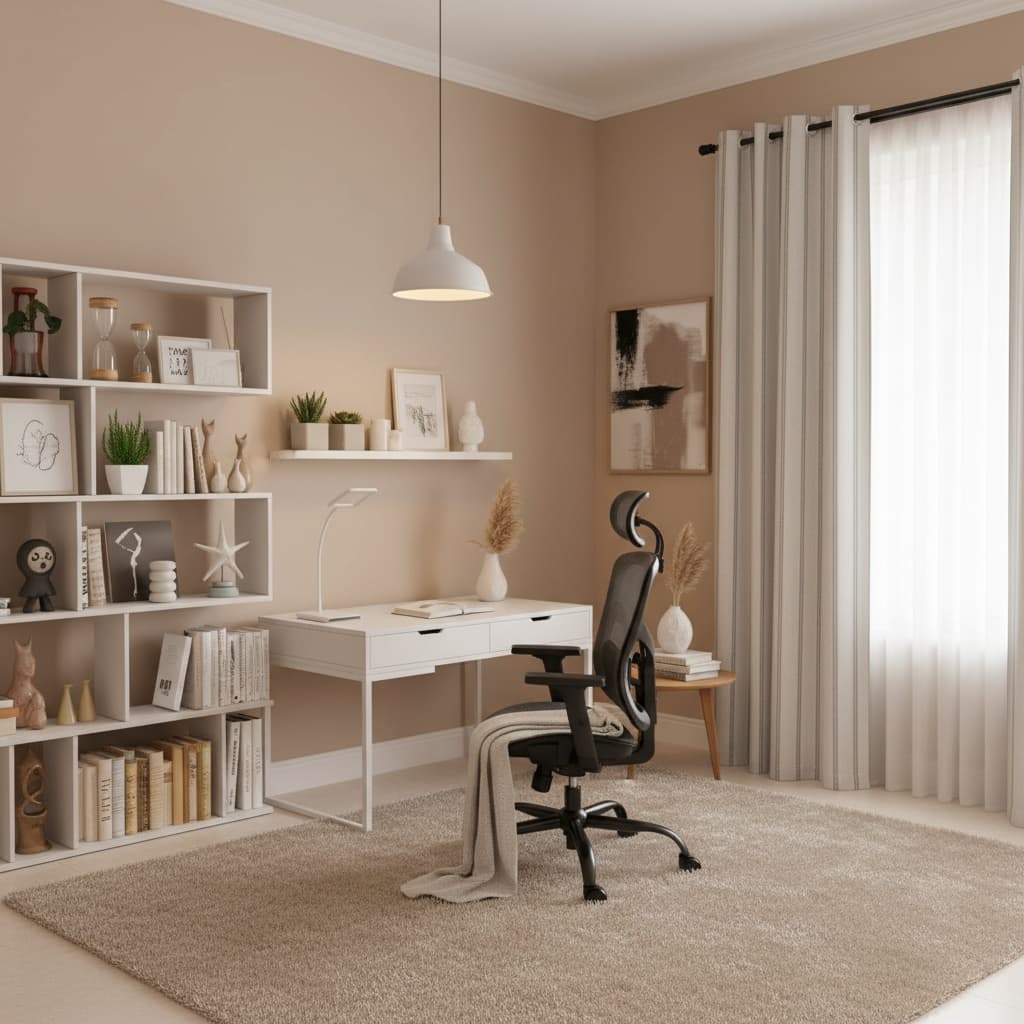 Design a Zen Japanese Home Office with Neutral Color Palette