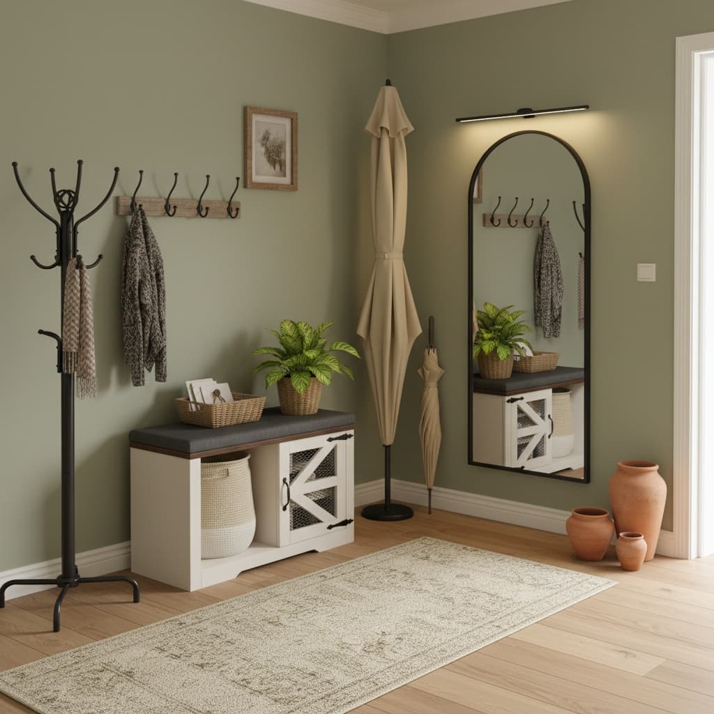 Design a Minimalist Entryway Mudroom with Earth Tones for Effortless Style