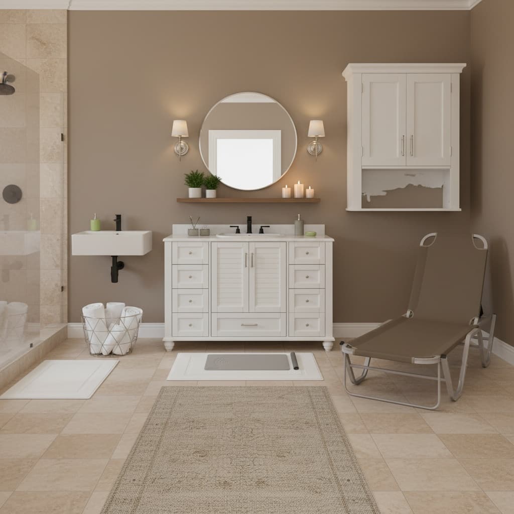 Designing a Rustic Bathroom with a Neutral Color Scheme: Elegant Home Interior Design Tips