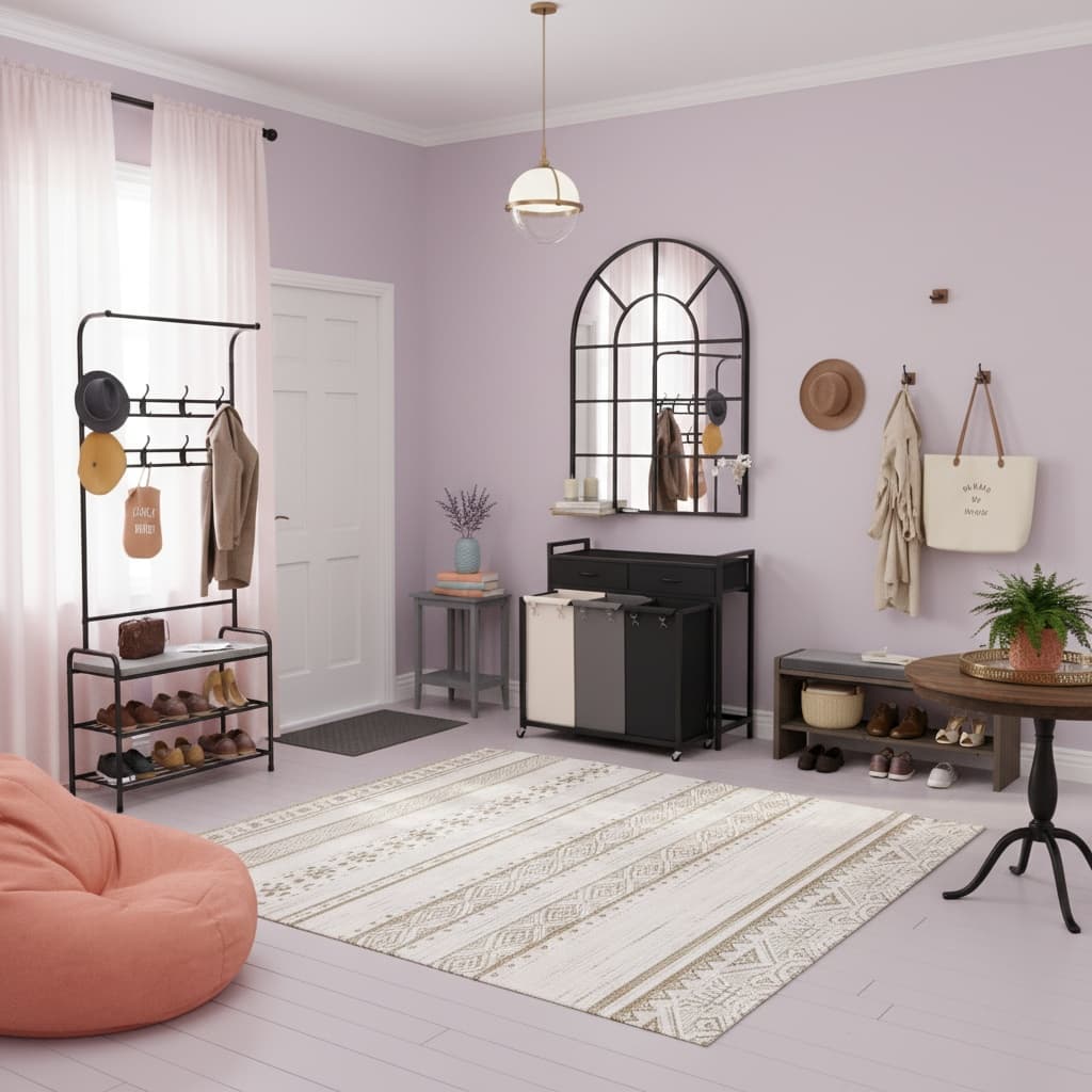 Design a Scandinavian Entryway Mudroom with a Pastel Palette