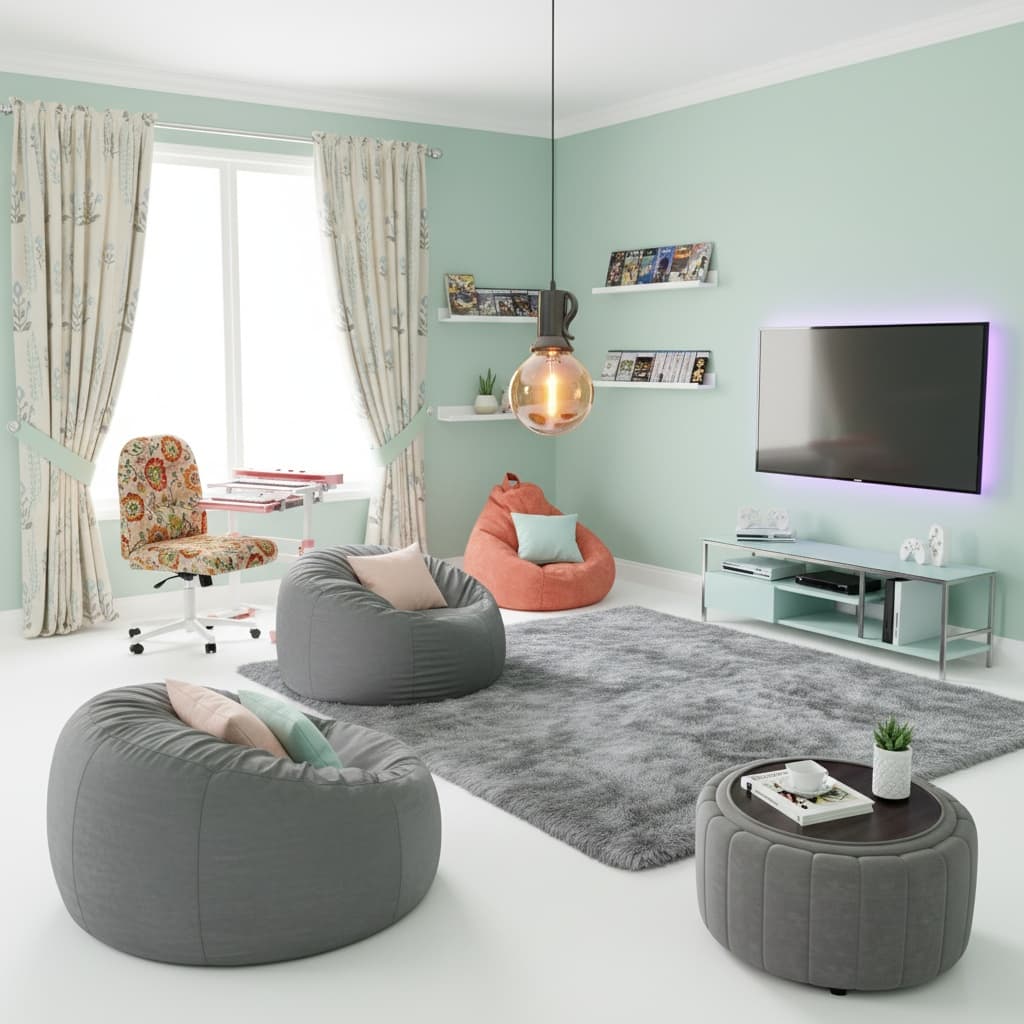 Designing a Bohemian Media Game Room with a Pastel Color Scheme