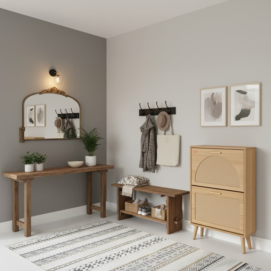 Designing an Eco-Friendly Entryway Mudroom with a Monochrome Color Scheme