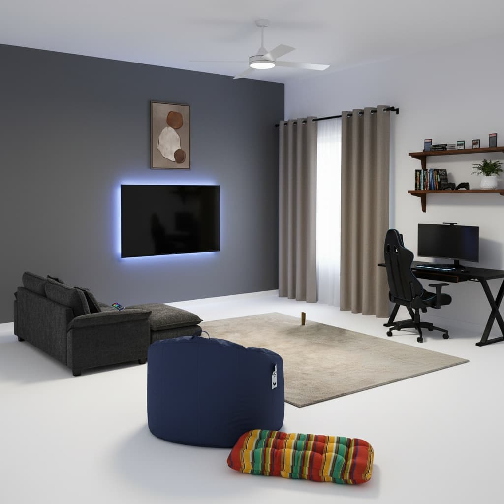 Transform Your Media Game Room into a Scandinavian Haven with Monochrome Magic