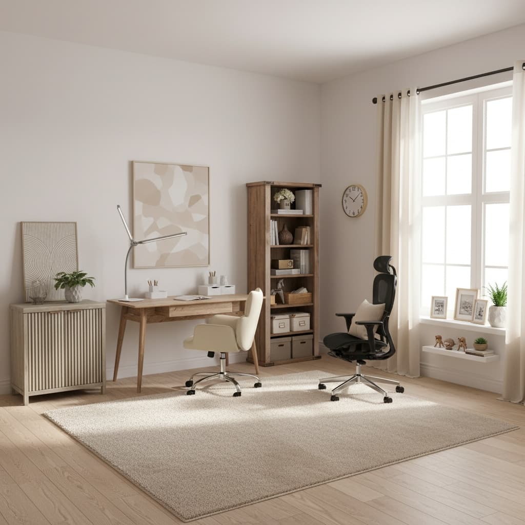 Designing a Vintage Home Office with a Neutral Color Scheme