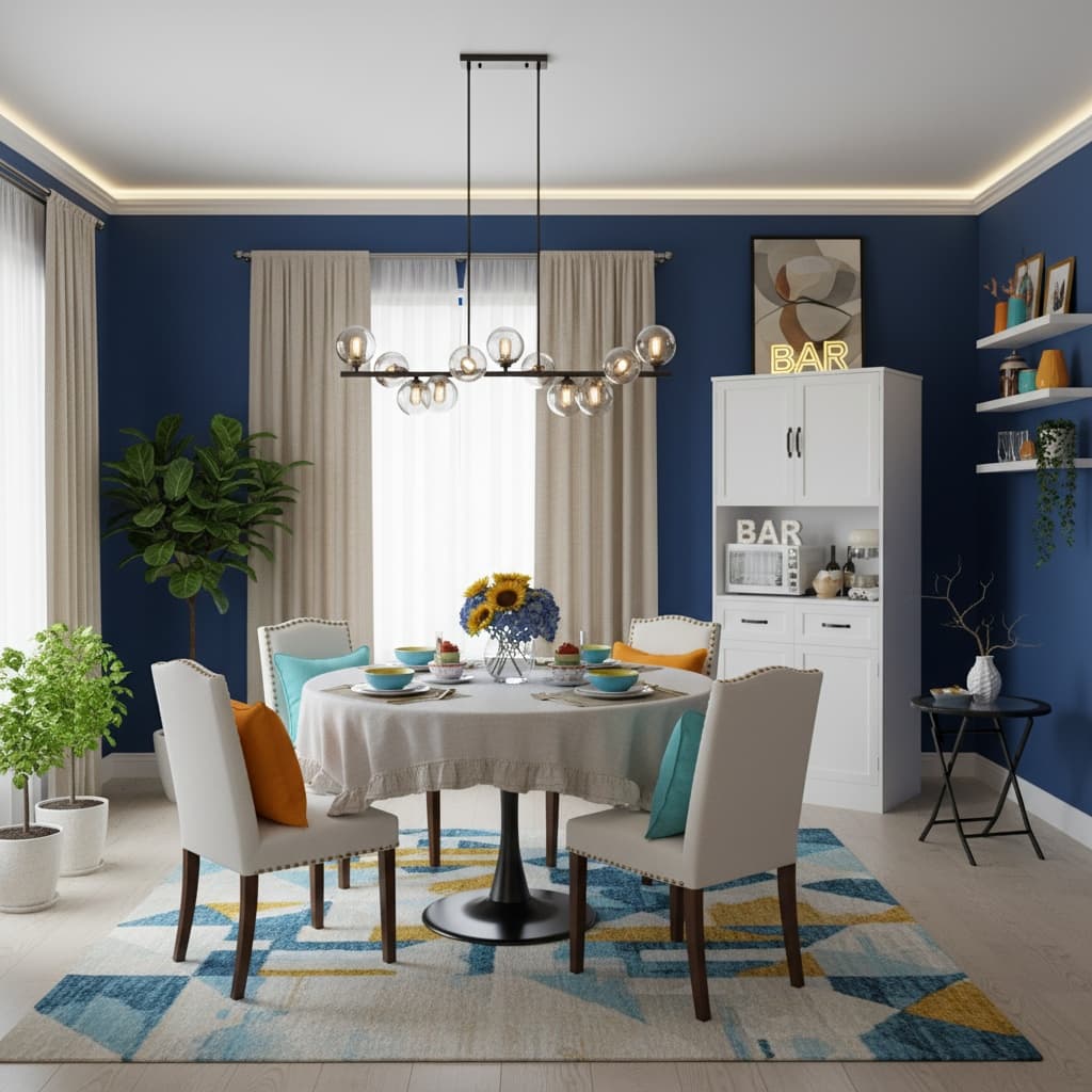 Design a Vintage Dining Room with a Bold Color Scheme