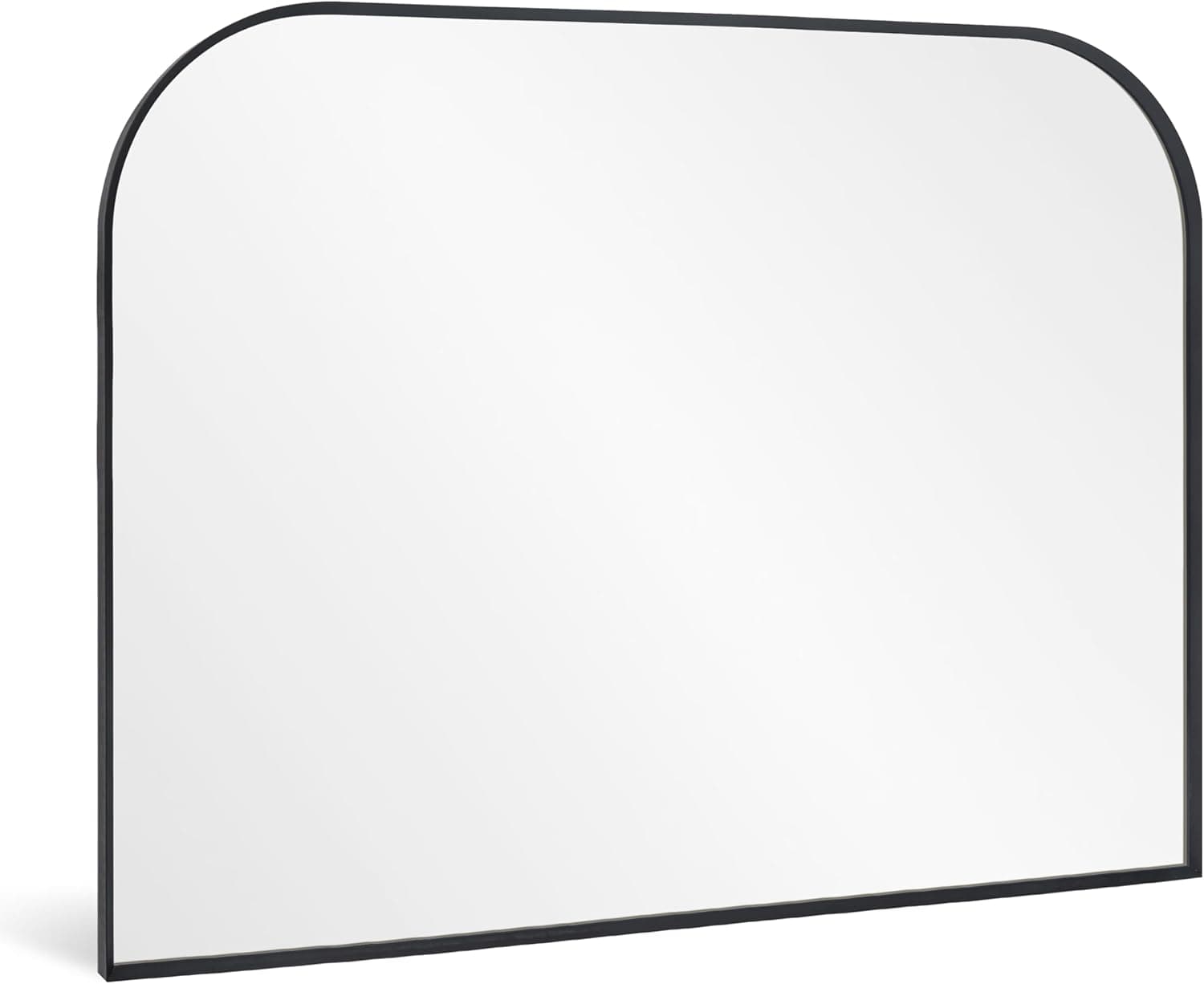 Modern Large Wall Mirror, Modern Minimalist Home Decor Arch Mantel Mirror, Brushed Black Metal Framed Arched Mirror for Bathroom, Living Room, Bedroom, Fireplace, 30" x 40", Black