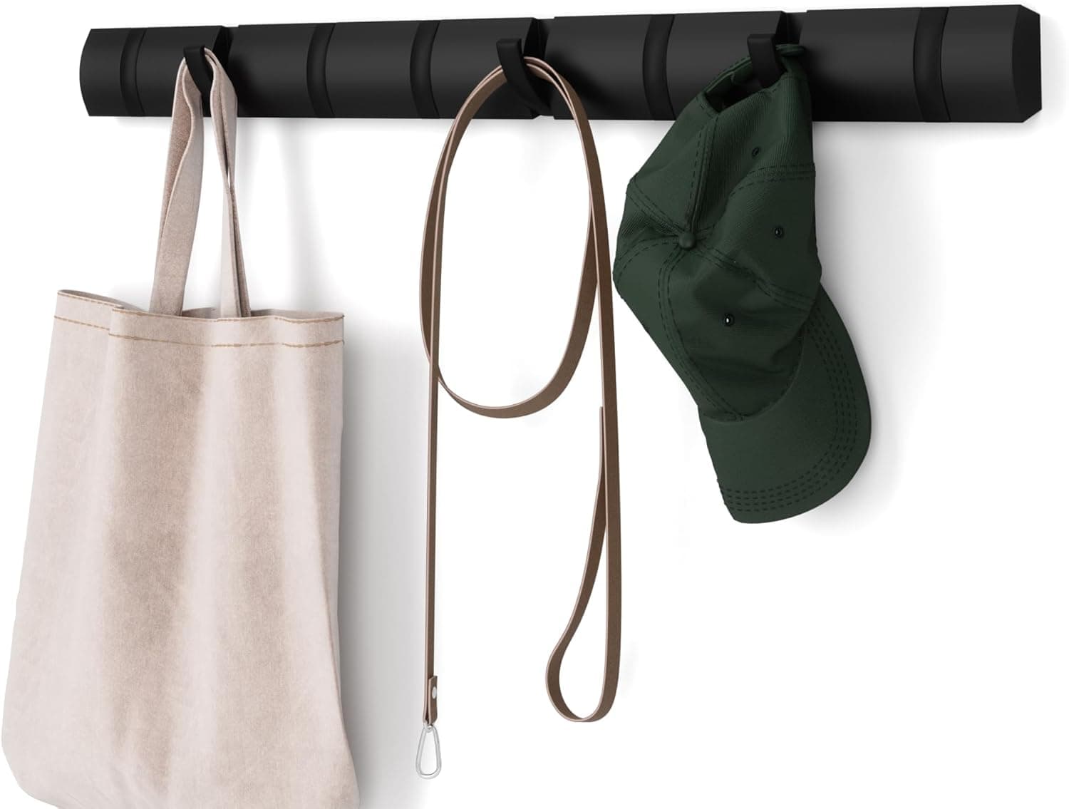 Umbra Flip 8 Hook Wall Mounted Coat Rack, Black