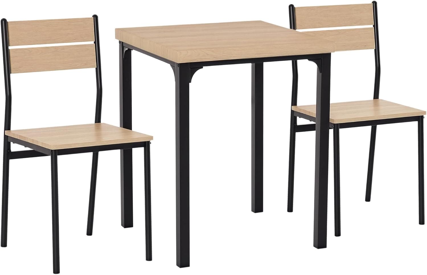 HOMCOM 3 Piece Dining Table Set for 2, Modern Kitchen Table and Chairs, Dining Room Set for Breakfast Nook, Small Space, Apartment, Space Saving, Light Wood Grain