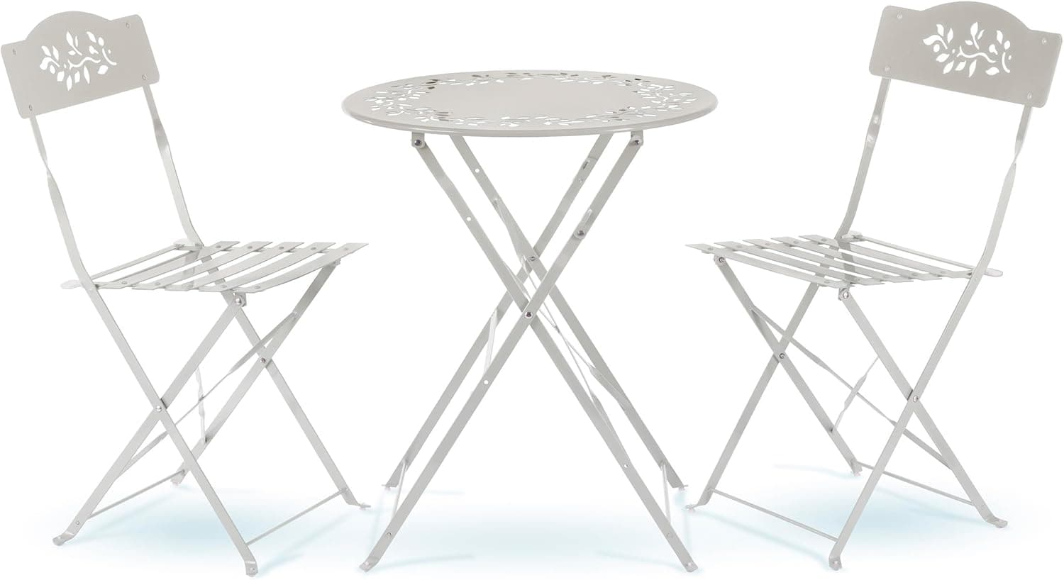 Alpine Corporation Indoor/Outdoor 3-Piece Bistro Set Folding Table and Chairs Patio Seating, White