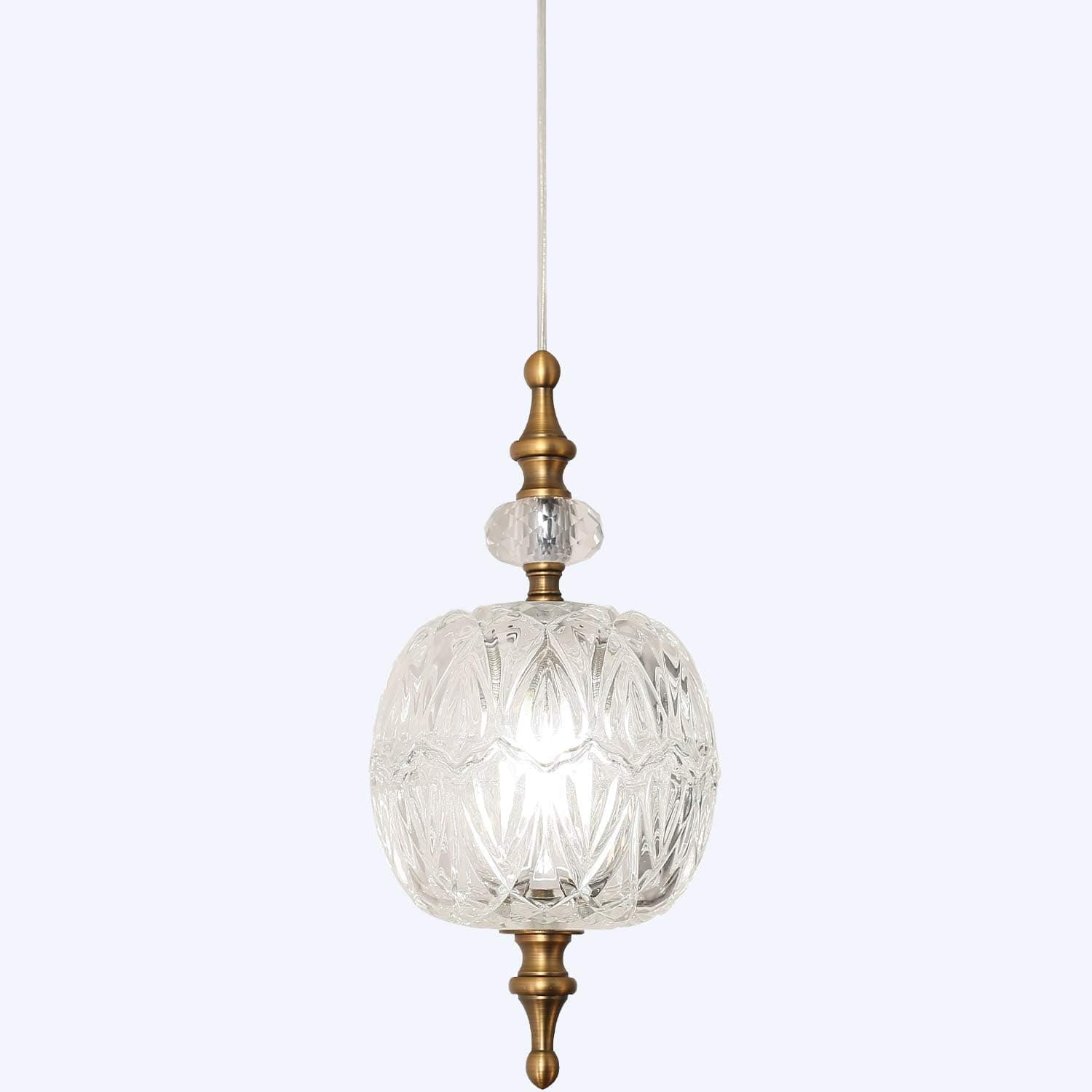 Antique Delicate Decorative Pattern Glass Ceiling Pendant Lighting Adjustable Mini Pendant Light for Kitchen Island Dining Room Bedroom with Original Design