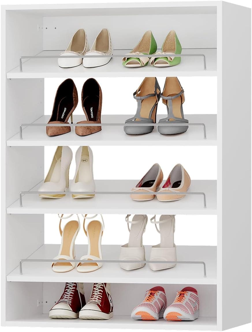 ROOMTEC 19.5" Shoe Shelf Short Tower Closet Unit, Modular Closet System with Shelf, Wardrobe Organizer for Bedroom or Walk-in Closet, Wall Mounted, Customizable Clothes Storage Unit, White