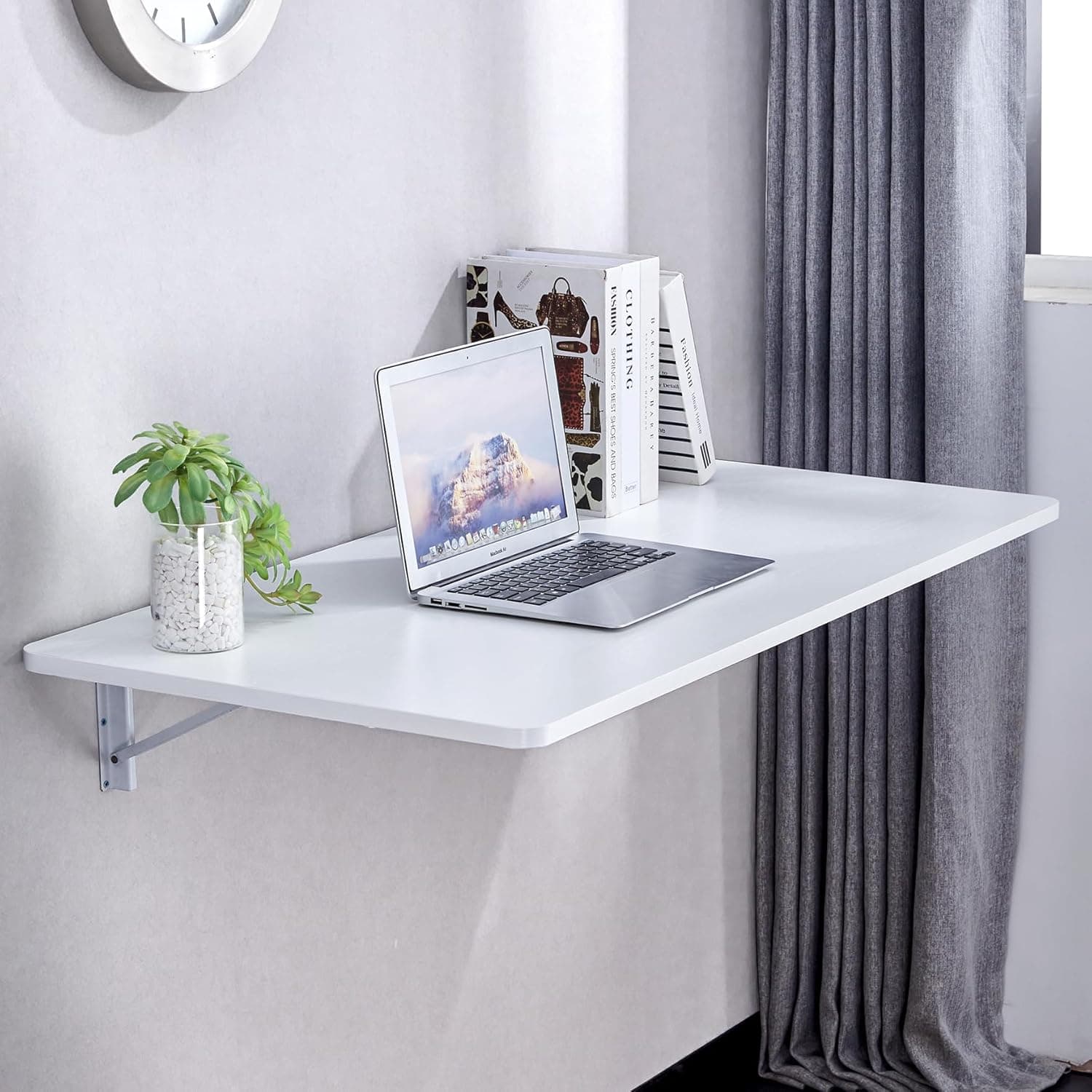Wall Mounted Folding Table 45”L x 22”W, Space-Saving Fold Down Desk for Laundry Room, Garage, Home Office, Kitchen, Dining Room, or Small Spaces, Perfect Workbench for Home Bar & Shed(White, 45 in)