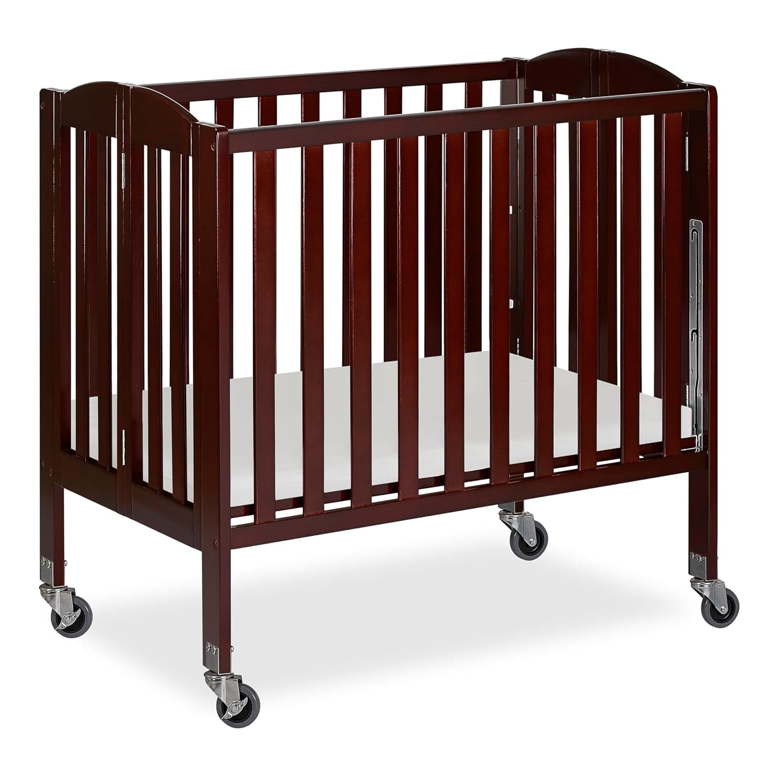 Dream On Me 3-in-1 Portable Mini Baby Crib in Espresso, GreenGuard Gold & JPMA, Birchwood, Quick Fold Patent, Playpen or Changer, Storage or Travel, Heavy Duty Steel Castors, 3 Heights1″ Mattress Pad