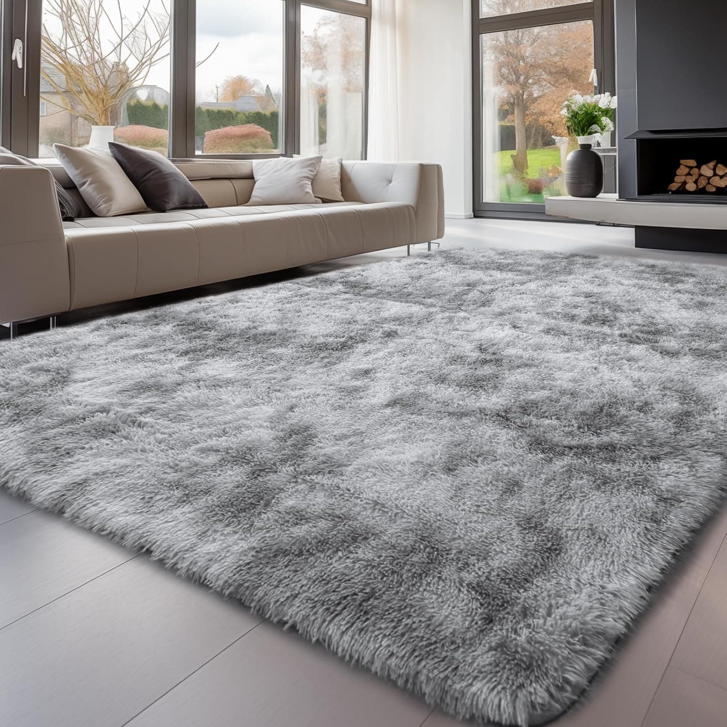 Sour Lemon 8x10 Area Rugs for Bedroom, Living Room Fluffy Rugs, Large Area Rug Shag Shaggy Carpet Soft Plush Furry Bedside Rug, Machine Washable Area Rugs for Kids Girls Boys Home Decor Anti Slip