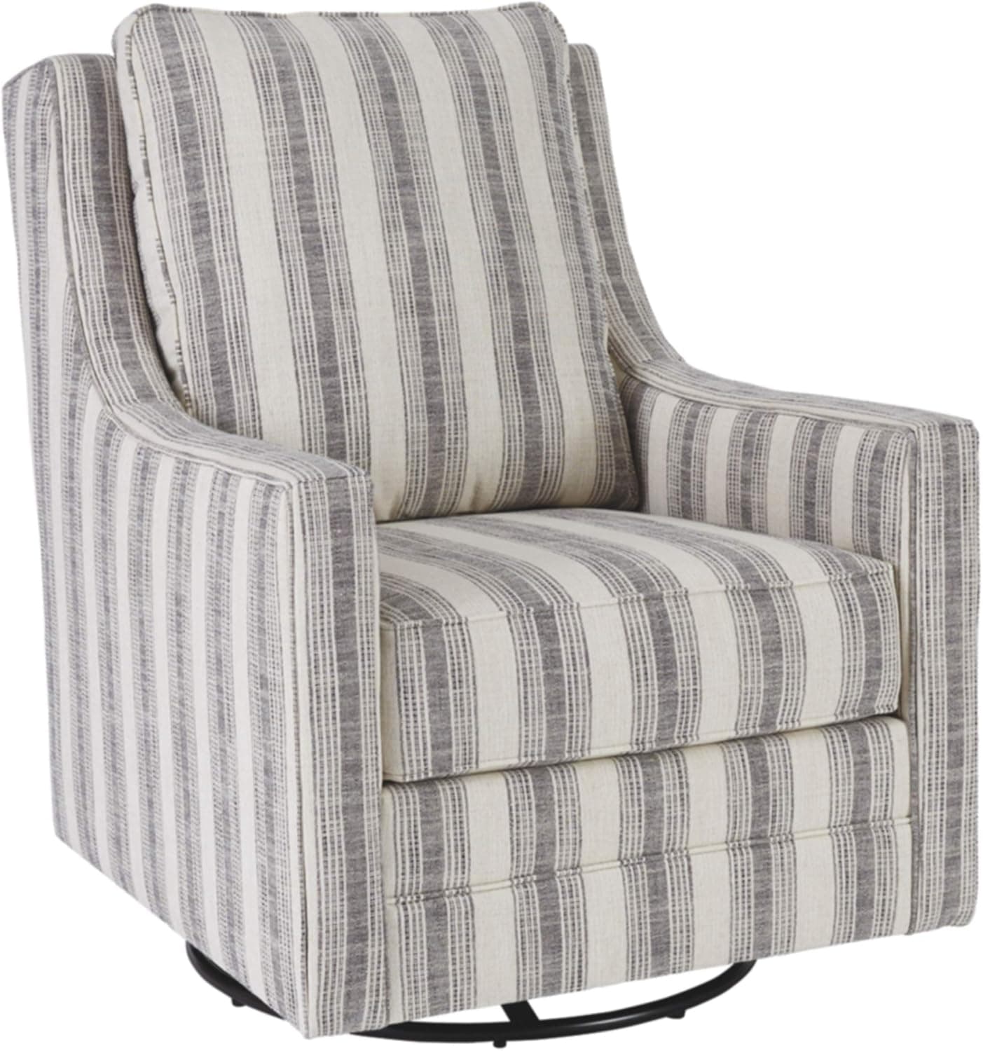 Signature Design by Ashley Kambria Striped Upholstered Swivel Accent Glider Chair, Ivory & Black