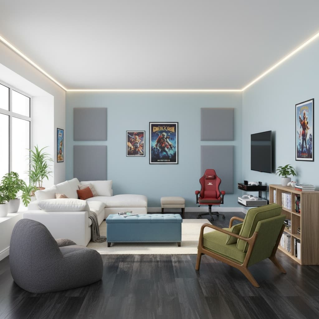 Transform Your Media Game Room with Rustic Elegance and a Pastel Palette