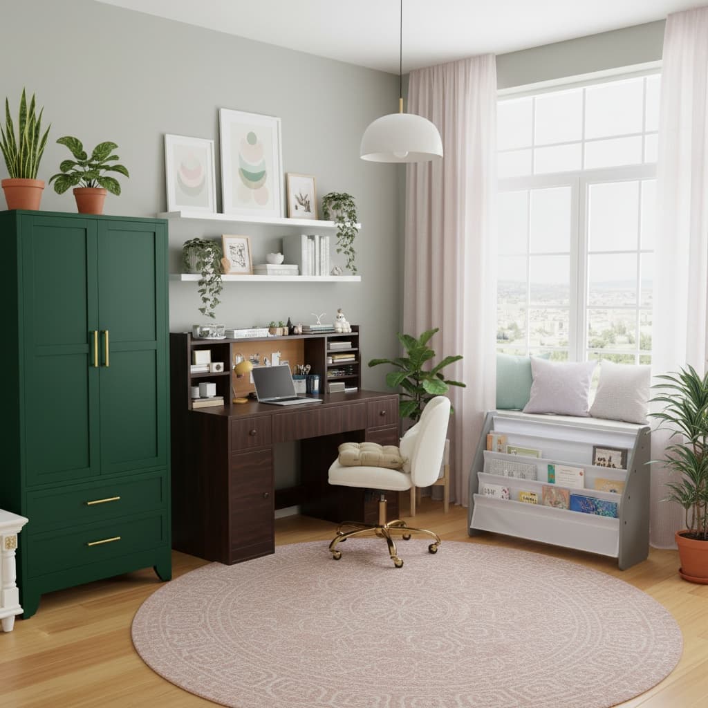 Scandinavian Home Office Design with Pastel Colors