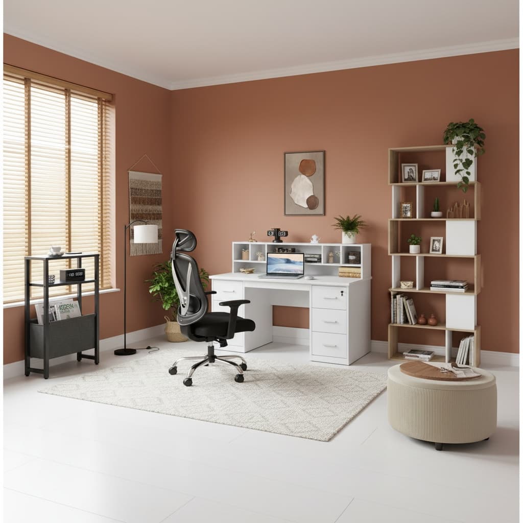 Transform Your Home Office: Industrial Style with Earth-Tone Colors