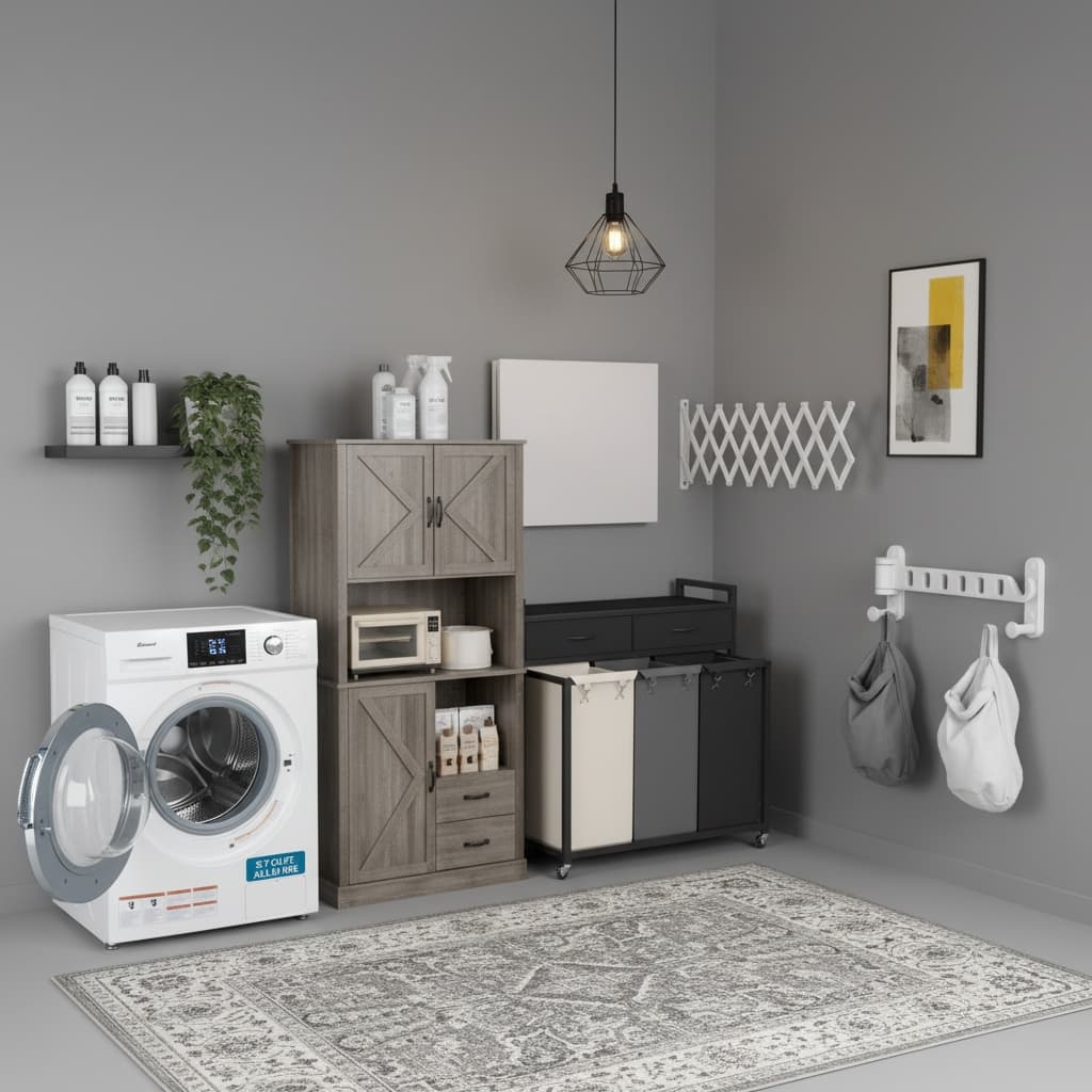 Design a Futuristic Laundry Room with a Monochrome Color Scheme